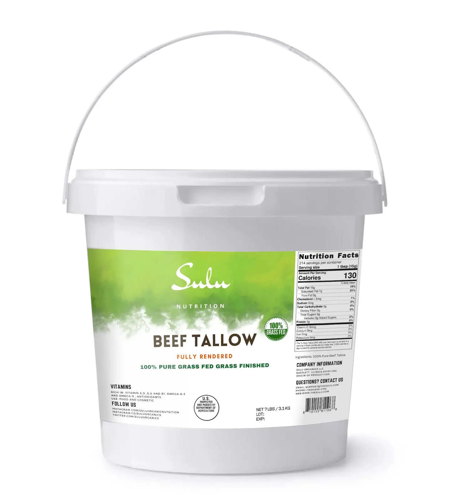 Grass Fed Grass Finished Fully Rendered Beef Tallow - SULU ORGANICS®